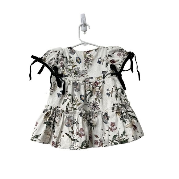 Edgehill Collection Baby Girl Jacquard Floral Velvet Ties Ruffle Hem Dress 12M - Picture 5 of 6